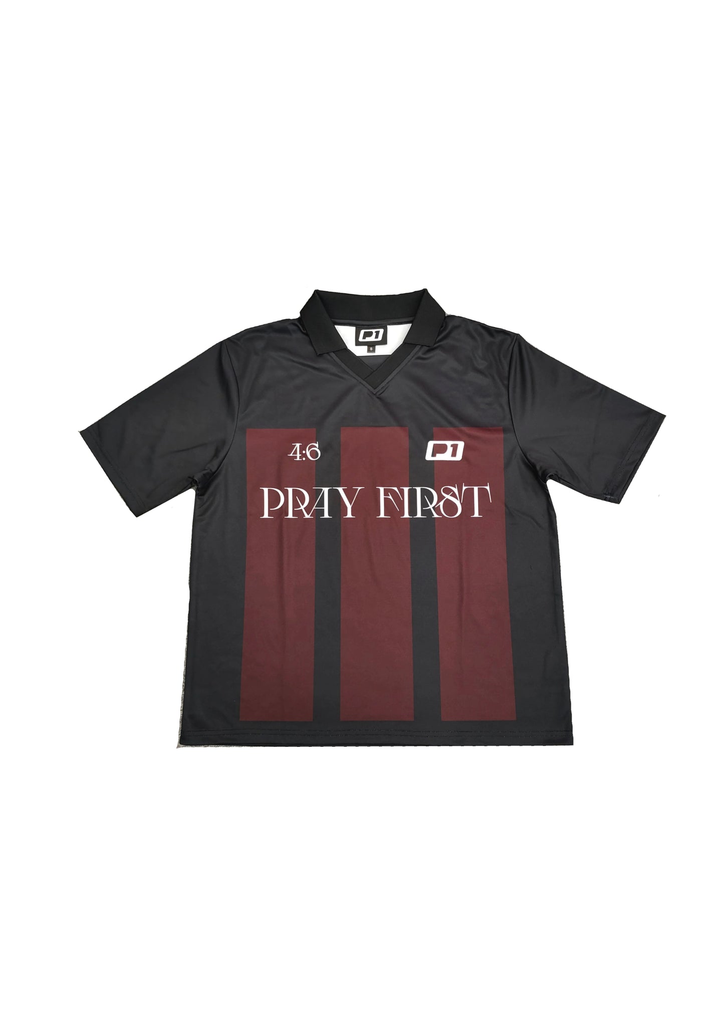 PrayFirst Jersey 4:6 – Burgundy Stripes Edition